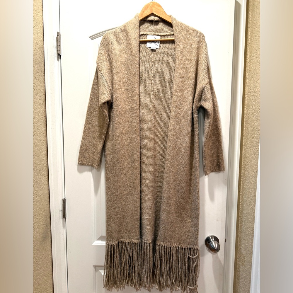 Sam Edelman Tan Fringe Cardigan